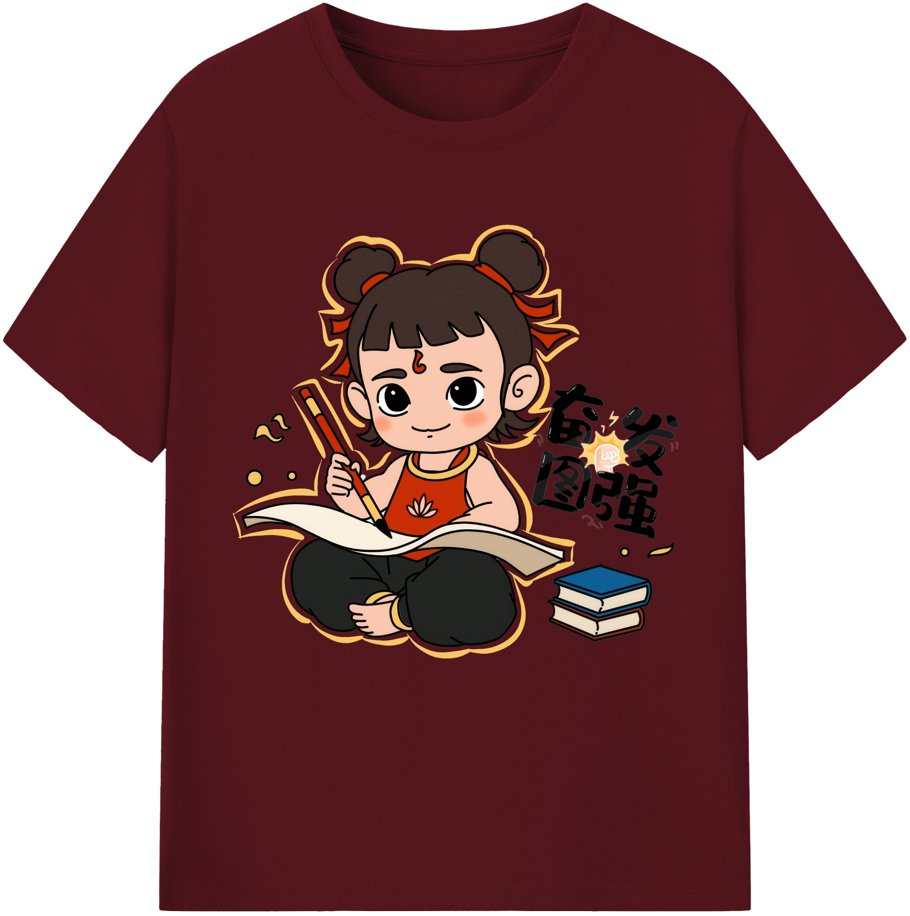 （画像用） Ne Zha 2 ナタ 魔童の大暴れ 綿100％半袖Tシャツ（フロントプリント）